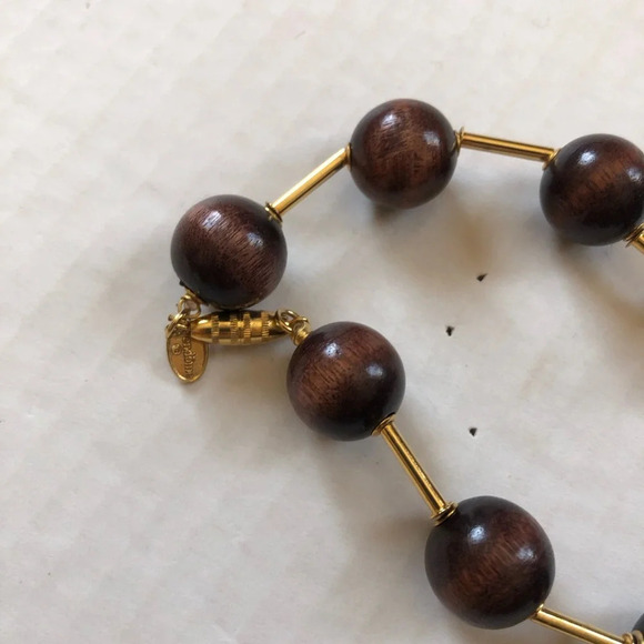 Vtg Vendome Necklace with Wooden Beads - Picture 6 of 11